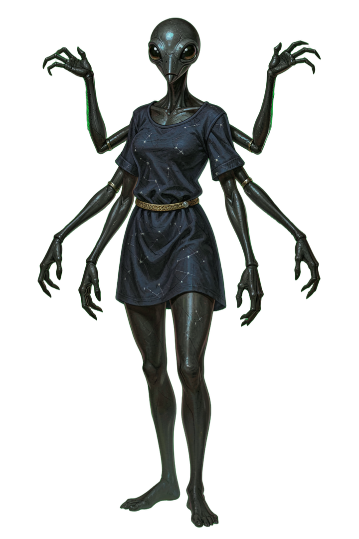 Example female Artrell adventurer