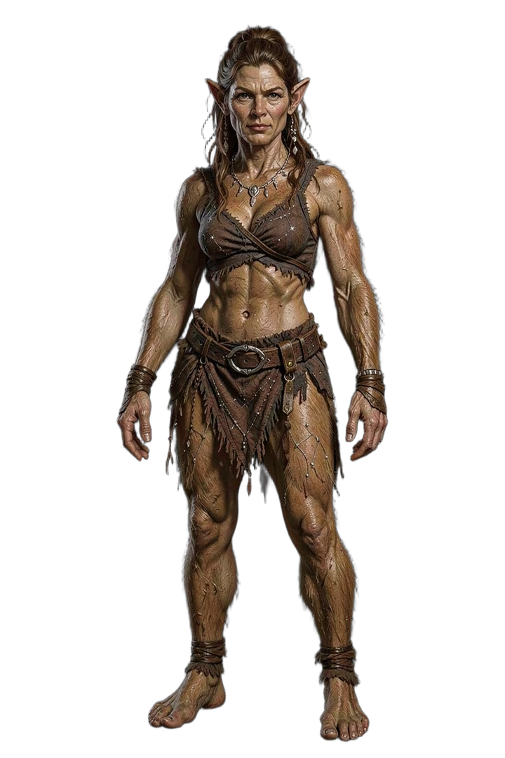 Example female Half Orc adventurer