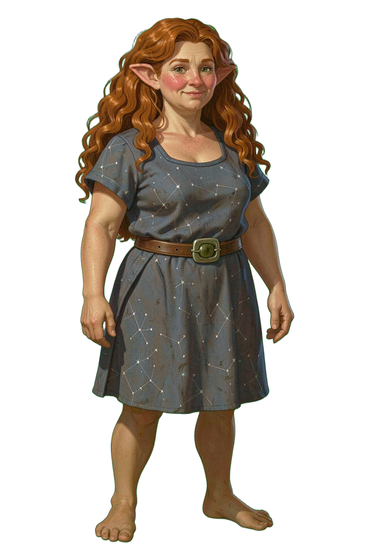 Example female Hobbit adventurer