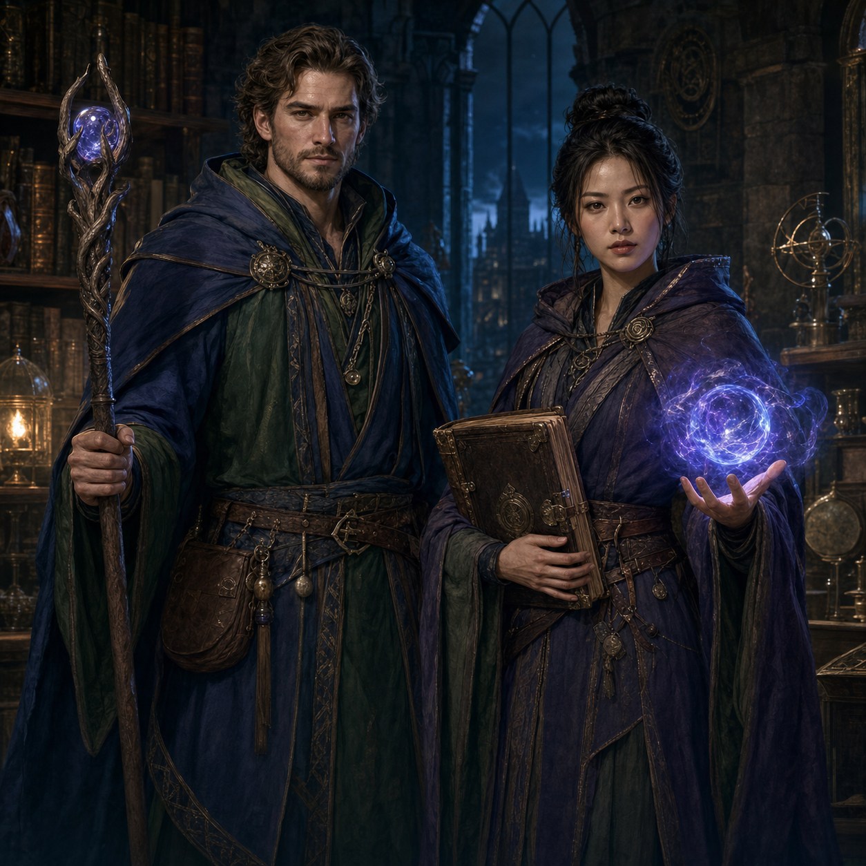 A woman and a man of the Mage class