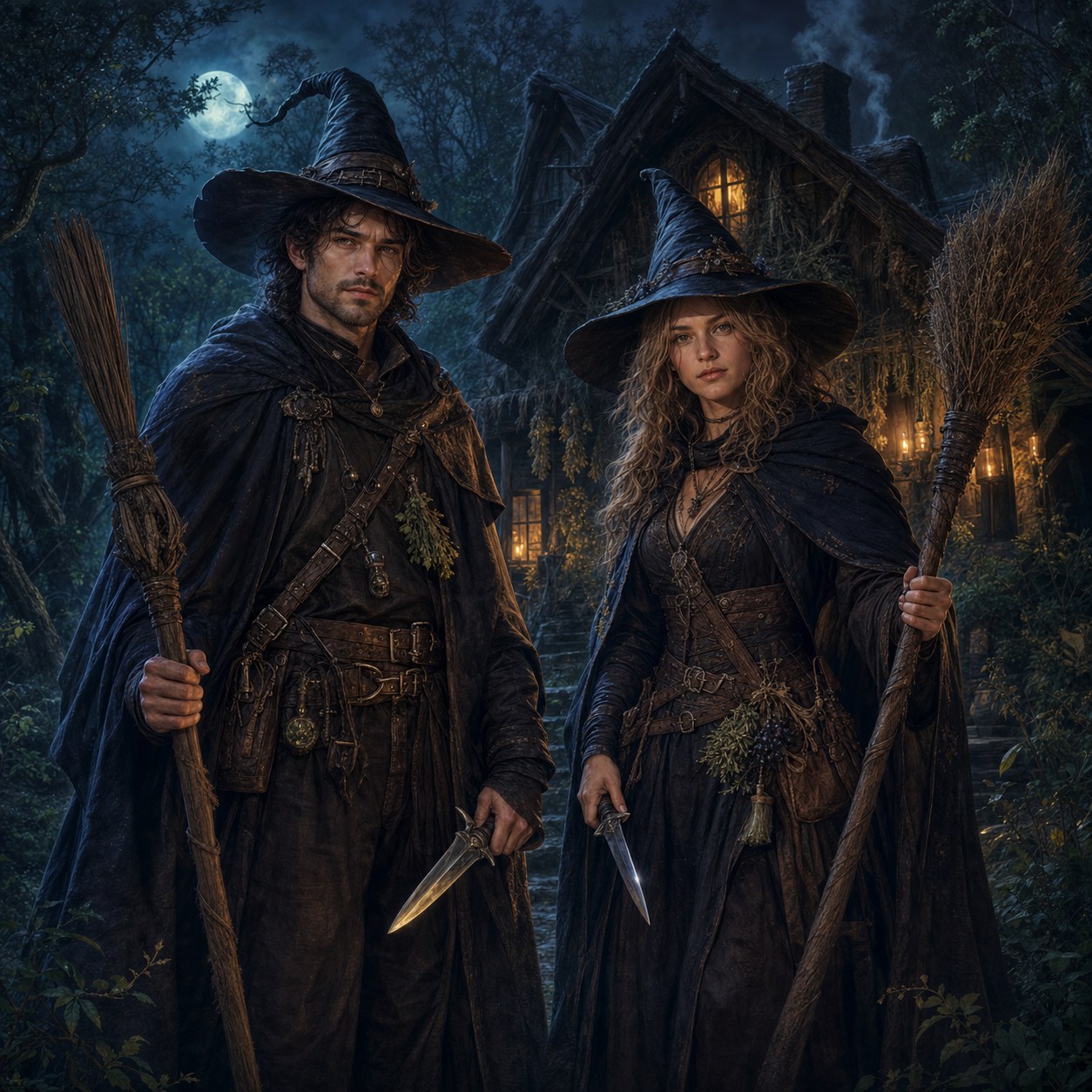 A woman and a man of the Witch class