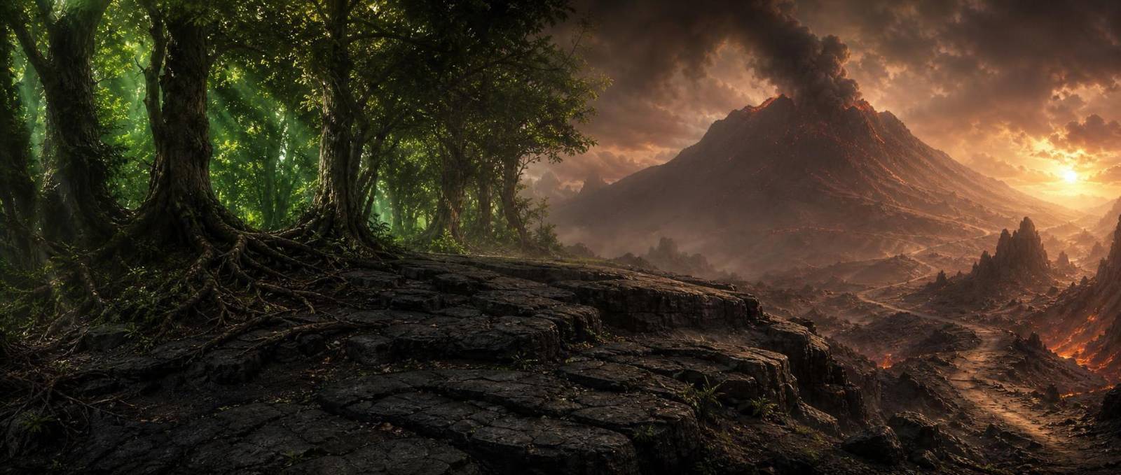 Illustration for Path Found Toward A Far Southern Volcano
